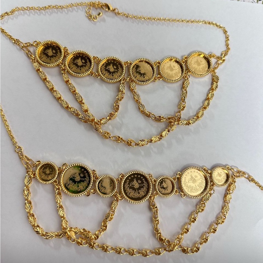Gold Coin Chain Necklace choker lira middle Eastern jewelry thobe abaya